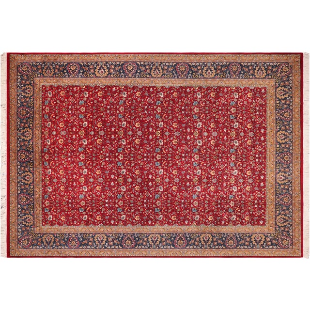 Red Shabby Chic 1990's Floral Pak-Persian Red/Teal Wool Rug- 9'0'' X 12'0'' For Sale - Image 8 of 9