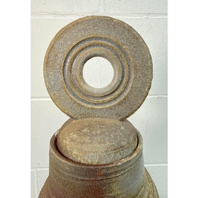 Large Handmade Signed Lewis Pottery Lidded Vase Urn Brutalist Sculpture Statue For Sale - Image 12 of 15
