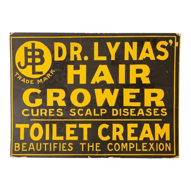 Dr. Lynas Hair Grower Toilet Cream | Antique Quack Medicine Sign For Sale
