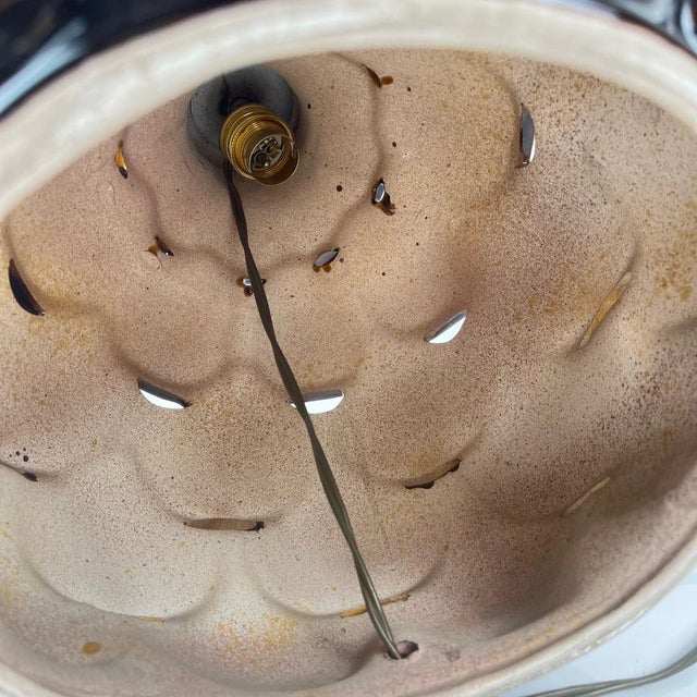 Brown Large Ceramic Table Lamp in Scale Pattern, 1970 For Sale - Image 8 of 11