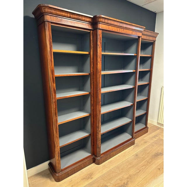 Antique Open Breakfront Bookcase, 1870 For Sale - Image 10 of 13