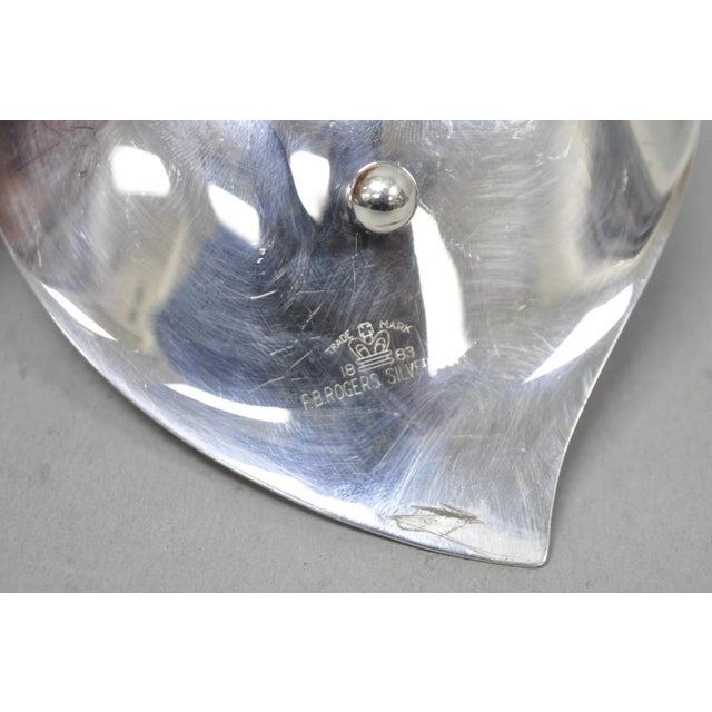 Vintage Fb Rogers Modern Silver Plated Small Footed Leaf Trinket Nut Dish For Sale - Image 10 of 11