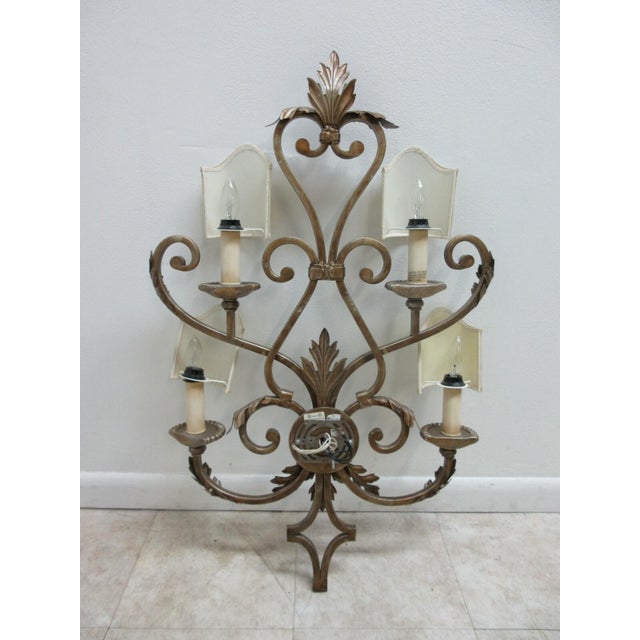 1990s Fine Art Lamps French Regency Wrought Iron Acanthus Leaf Wall Sconce Lamp A For Sale - Image 10 of 11