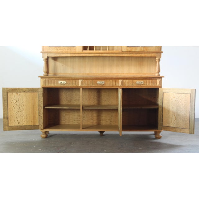 Brutalist Vintage Danish Brutalist Light Oak Dining Cabinet in the style of Henning Kjærnulf, 1970s For Sale - Image 3 of 18