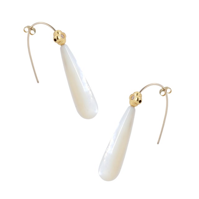 2020s Mother of Pearl Raindrop Earrings, Pair For Sale - Image 5 of 7
