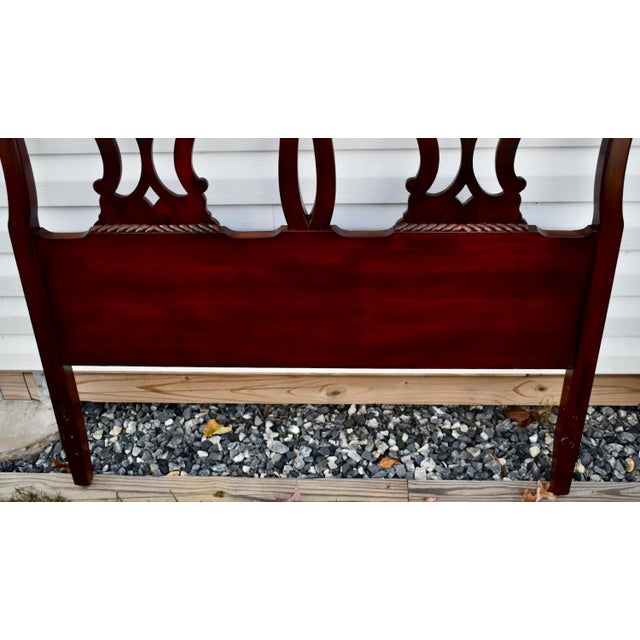 Chippendale Style Mahogany Twin Headboards Pair Carved Wood 1960s Set Vintage For Sale - Image 10 of 12