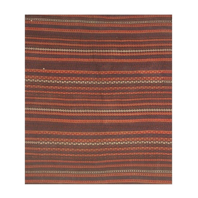 Mid-Century Anatolian Flat-Weave Turkish Kilim Rug, Circa 1950" Crafted in Turkey around 1950, this fine wool kilim...