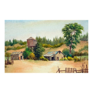 1969 "Ward Ranch" Landscape Watercolor Painting by Leonard Frank Starks For Sale