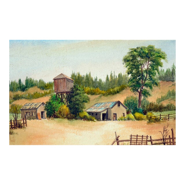 1969 "Ward Ranch" Landscape Watercolor Painting by Leonard Frank Starks For Sale