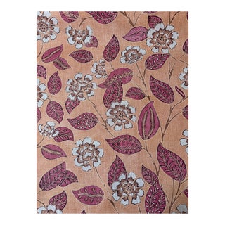 Schumacher Floral Batik Print Fabric Kava Cay Indoor Outdoor 1 6/8 Yards Mango For Sale