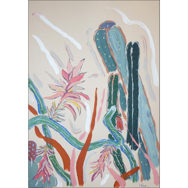 2026, Illustration Style Painting, Blooming Cacti, Desert Cactus Diptych, Acrylic Paint on Watercolor Paper by Romina Milano For Sale - Image 4 of 10