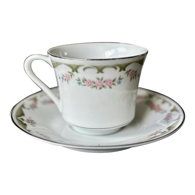 Vintage Wyndham China Cup and Saucer, Lizbeth Pink Rose Pattern 341 For Sale