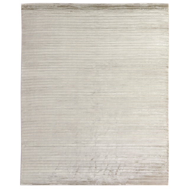 Gail hand loomViscoseSilver Rug - 10'x14' For Sale - Image 4 of 4