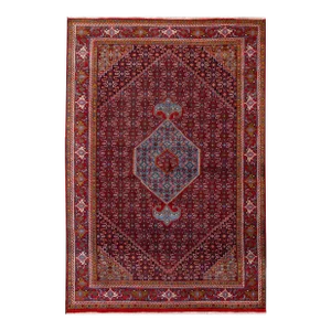 Antique Bidjar Handmade Burgundy Geometric Wool Rug