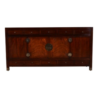Late 20th Century Michael Taylor for Baker Furniture Hollywood Regency Chinoiserie Mahogany Sideboard Credenza For Sale