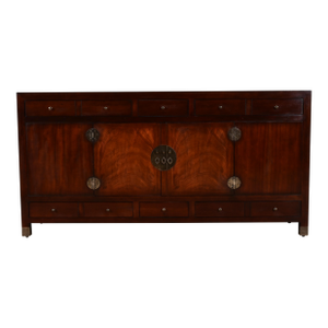 Late 20th Century Michael Taylor for Baker Furniture Hollywood Regency Chinoiserie Mahogany Sideboard Credenza