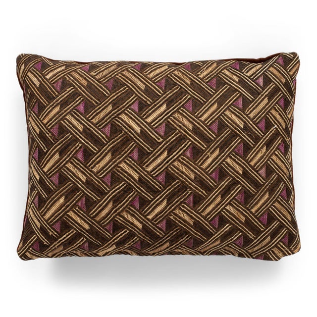 Tribal Pair of Custom Lumbar Cushions From Vintage African Kuba Cloth For Sale - Image 3 of 12