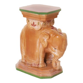 Vintage Terra Cotta Elephant Stand For Sale