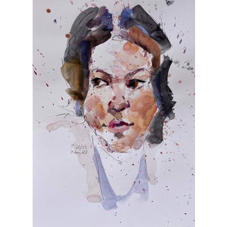 Untitled 9 by Clyde Steadman | Watercolor on paper portrait of a woman For Sale