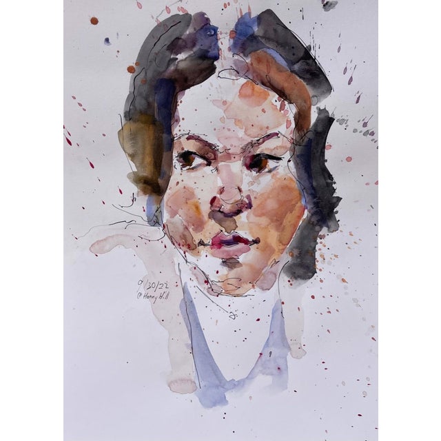 Untitled 9 by Clyde Steadman | Watercolor on paper portrait of a woman For Sale
