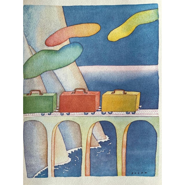 Jean-Michel Folon, Le train de valises, Etching For Sale - Image 4 of 6