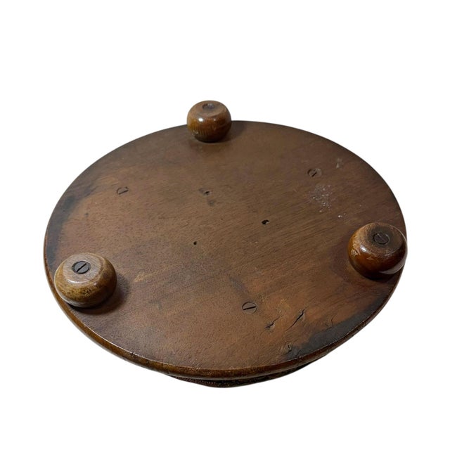 Wood Mid 19th Century English Beaded on Velvet Round Footstools - A Pair For Sale - Image 7 of 8