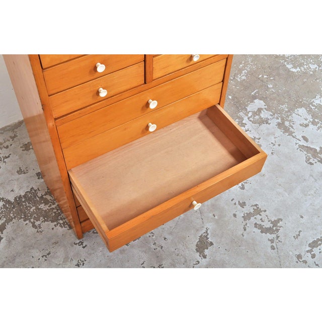 Brown Vintage School Chest of Drawers in Beech, 1950s For Sale - Image 8 of 10