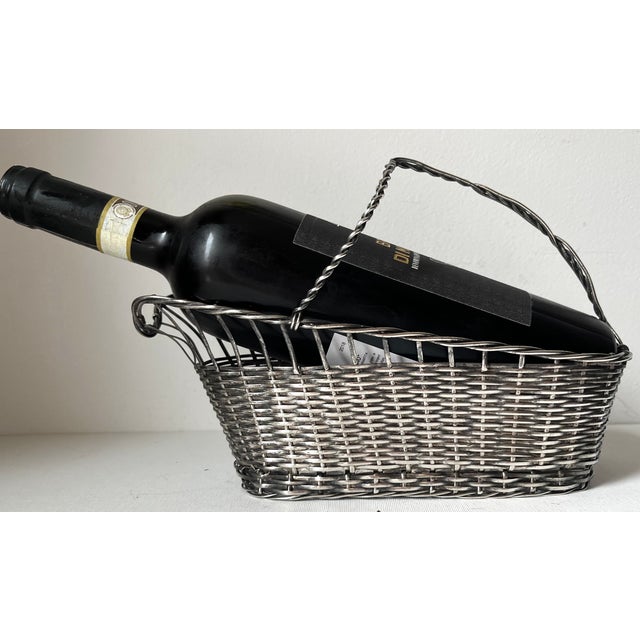Christofle Vintage French Silver Mesh Wine Bottle Caddy For Sale - Image 4 of 8