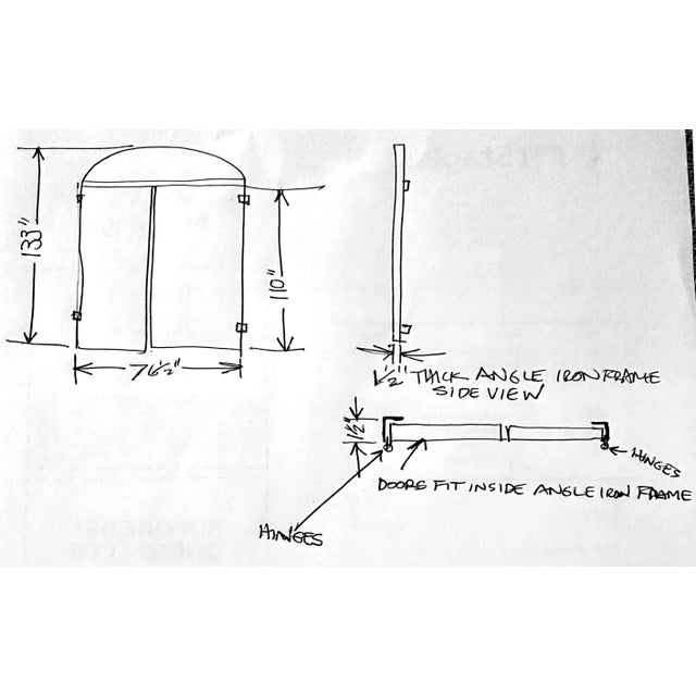 Metal Antique Italian Art Nouveau Entry Gates - Wrought Iron With Frame and Transom For Sale - Image 7 of 7