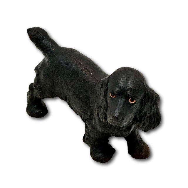 This is a Great Looking Authentic Vintage Cast Iron Figurative Cocker Spaniel Dog Doorstop. Circa 1930s. This Documented...