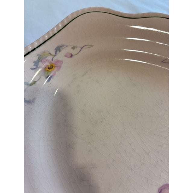 Early 20th Century Vintage Steubenville Rose Dawn Pink Floral Rectangular Platter For Sale - Image 5 of 15