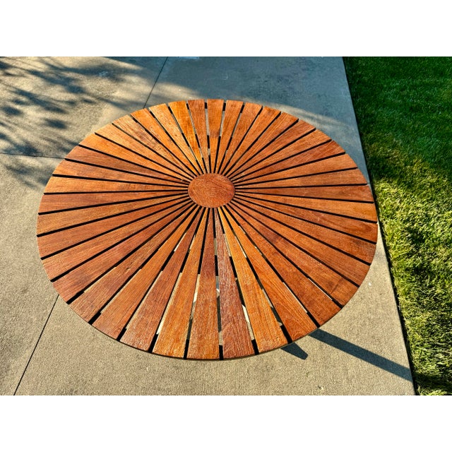 Wood 1960s Danish Modern Sunburst Teak Table For Sale - Image 7 of 11
