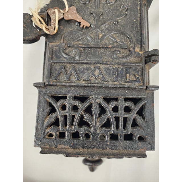 Antique 1800's Cast Iron Mail Box With 2 Keys All OriginalI For Sale - Image 4 of 5