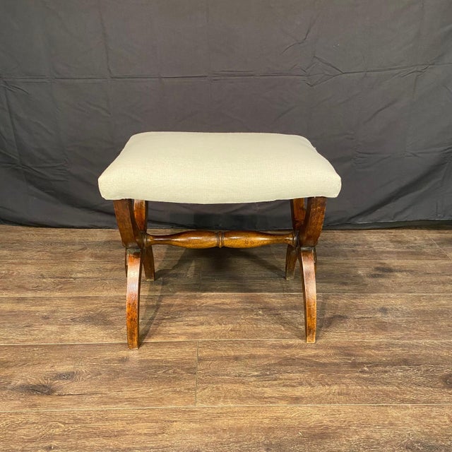 Antique French Biedermeier Scissors Stool, Bench or Small Ottoman For Sale In Portland, ME - Image 6 of 8