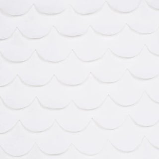 Schumacher X Studio Bon Prep School Hand Pieced Scallop Fabric In White For Sale