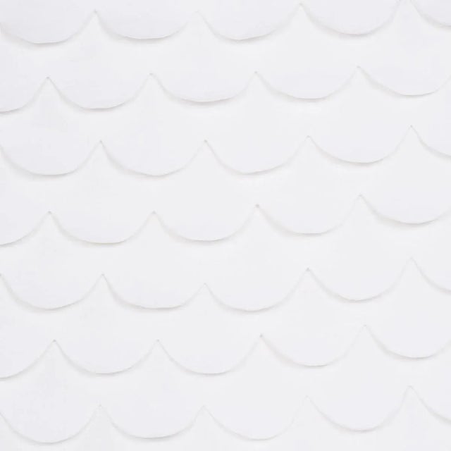 Schumacher X Studio Bon Prep School Hand Pieced Scallop Fabric In White For Sale