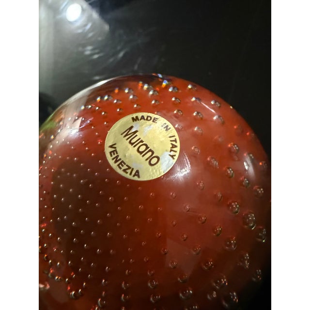 Murano 1970s Murano Multi-Color Controlled Bubble Glass Paperweight With Sticker For Sale - Image 4 of 6