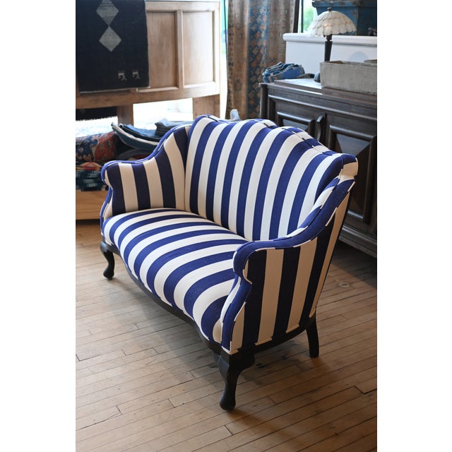 Early 20th Century Antique Settee in Italian Busatti Stripe For Sale - Image 5 of 7