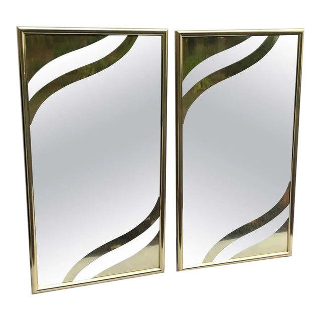 1980s Designer Brass Mirrors in the Style of Jere - a Pair For Sale