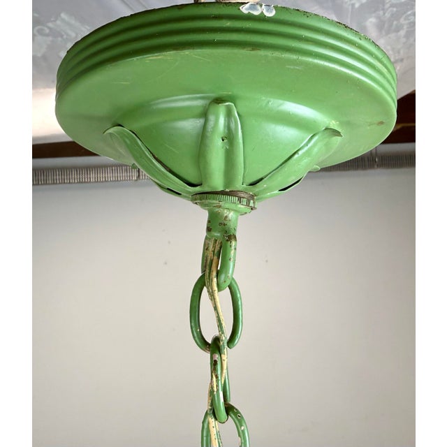 1950’s Italian Tole Chandelier With Murano Glass Shade Porcelain Flowers For Sale In New York - Image 6 of 12