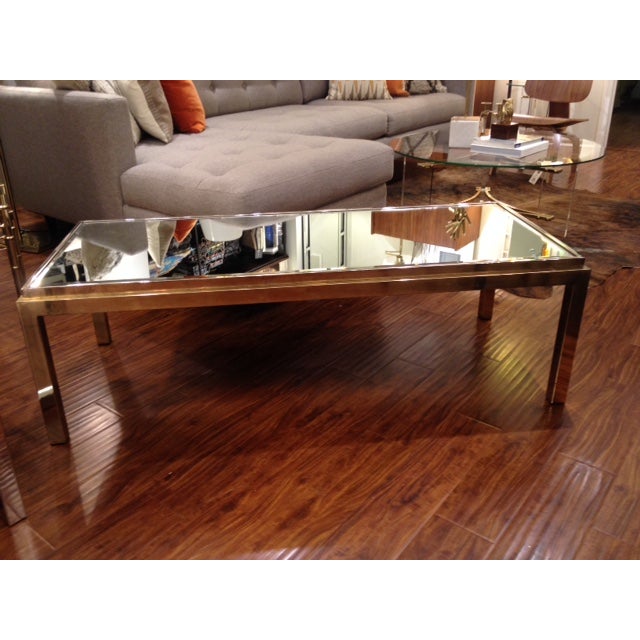 Vintage Antiqued Brass and Mirror Coffee Table Chairish