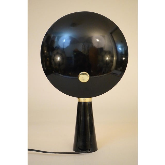 Metal Euro Atomic Modern Spage Age Reflector Saucer Disk Brass Table Lamp in the Manner of George Nelson, 1950's For Sale - Image 7 of 10