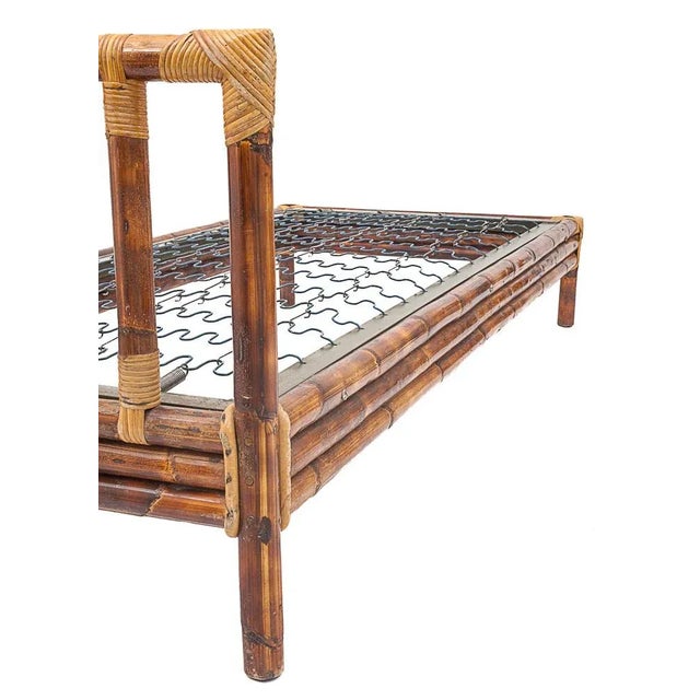Tan Daybed in Bamboo, 1960s For Sale - Image 8 of 9