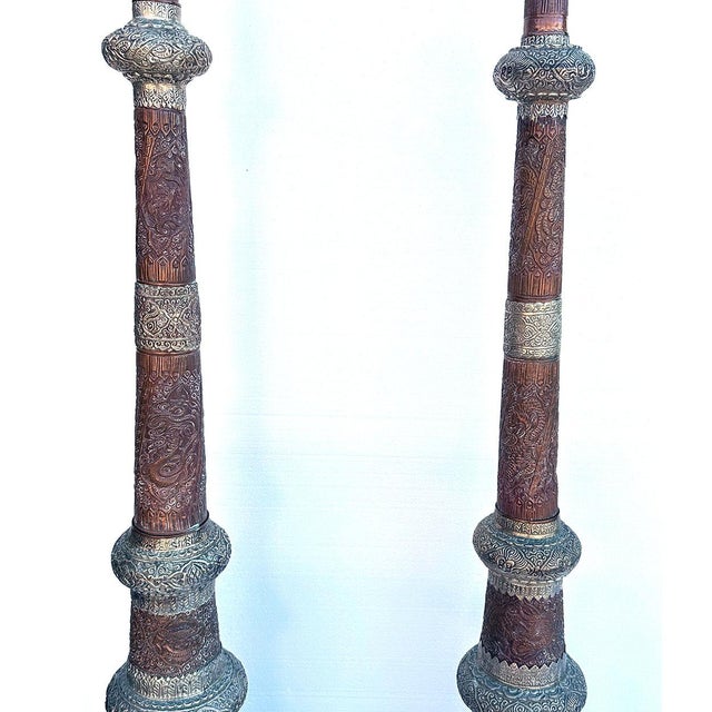 Pair Large Tibetan Buddhist Copper and Brass Dung Chen (Long Horn) Trumpets For Sale In Denver - Image 6 of 8
