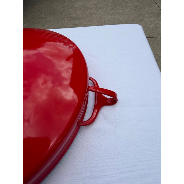 Vintage Dansk Enamel Kobenstyle Paella Pan With Red Handles For Sale - Image 6 of 9