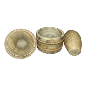 2 Antique Handmade Carved White Alabaster Stone Table Articles Vase Lidded Jar