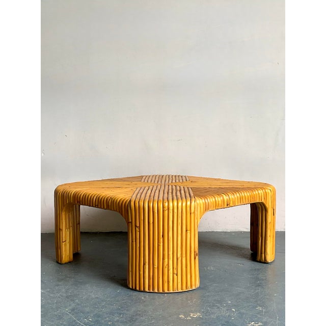 Late 20th Century Vintage Boho Bent Rattan Coffee Table For Sale - Image 5 of 10
