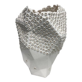 Anthem White Textured Ceramic Sculptural Vase For Sale