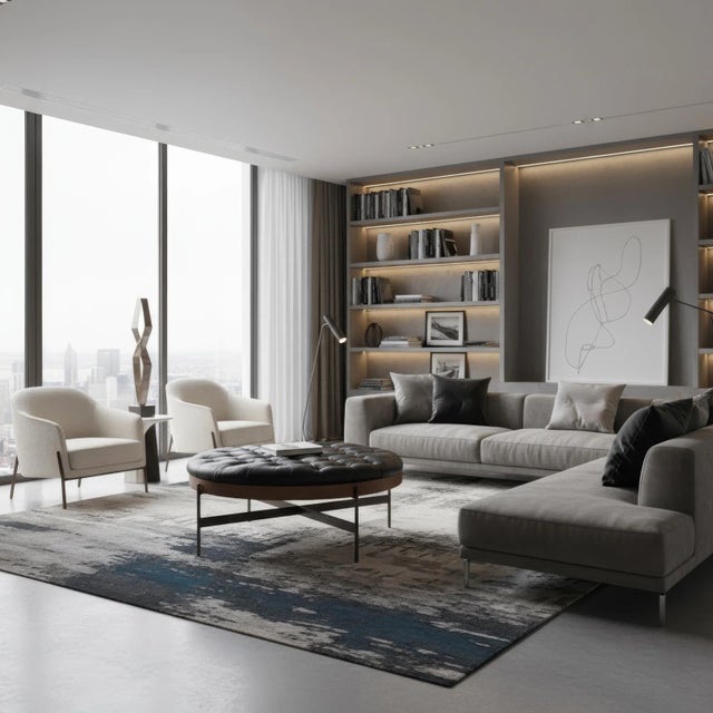 Modern Black Leather Cocktail Ottoman For Sale - Image 13 of 15