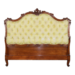 French Carved Queen-Sized Tufted Louis XV Style Headboard